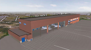 Drawing of Brunswick, Maine hangar rendering